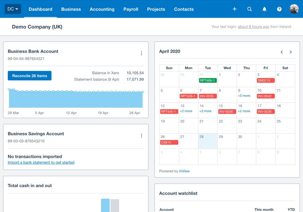 InView Calendar For FreshBooks